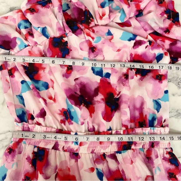 Buddy Love Sofia One Shoulder Ruffle Cocktail Dress Mini-Circus Pink Blue Small - Picture 12 of 13